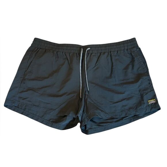 LL Bean Black Active Shorts Swim Shorts Pull On Elastic Waist Womens Size XL - Picture 1 of 7
